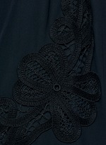 Detail View -Click To Enlarge Floral lace silk crepe de Chine dress