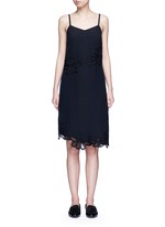 Main View -Click To Enlarge Floral lace silk crepe de Chine dress