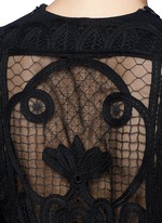Detail View -Click To Enlarge Geometric floral lace back long sleeve dress