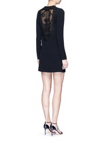 Figure View -Click To Enlarge Geometric floral lace back long sleeve dress