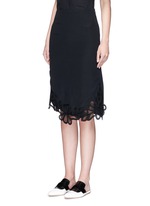 Front View -Click To Enlarge Guipure lace side split crepe skirt