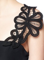 Detail View -Click To Enlarge Lace appliqué silk camisole top