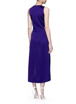 Back View -Click To Enlarge V-neck seamed satin midi dress