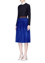 Figure View -Click To Enlarge Metallic waistband plissé pleat jersey skirt