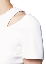 Detail View -Click To Enlarge Curve seam fitted cutout shoulder dress