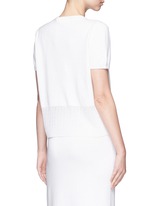 Back View -Click To Enlarge Cable knit trim short sleeve top