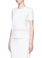 Front View -Click To Enlarge Cable knit trim short sleeve top