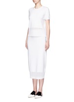 Figure View -Click To Enlarge Cable knit trim short sleeve top