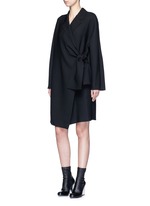 Figure View -Click To Enlarge Tie front twill coat