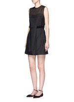 Figure View -Click To Enlarge Paperbag waist embroidered gauze dress