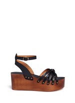 Main View -Click To Enlarge 'Zia' leather strap clog wedge sandals