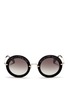 Main View - Click To Enlarge Main View - Click To Enlarge - miu miu - 'Noir' crystal embellishment suede rim acetate round sunglasses