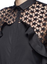 Detail View -Click To Enlarge Star embroidery mesh back ruffle shirt