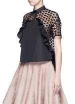 Front View -Click To Enlarge Star embroidery mesh back ruffle shirt