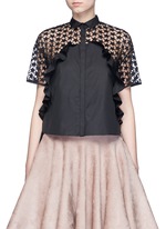 Main View -Click To Enlarge Star embroidery mesh back ruffle shirt