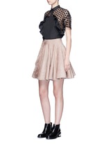 Figure View -Click To Enlarge Star embroidery mesh back ruffle shirt