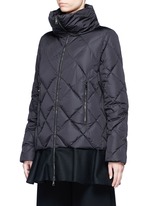 Front View -Click To Enlarge 'Vouglans' diamond quilted peplum hem down jacket