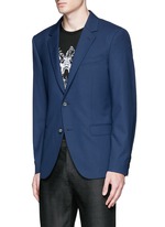 Front View -Click To Enlarge Slim fit notch lapel wool blazer
