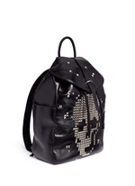 Figure View -Click To Enlarge Pixel skull stud leather backpack