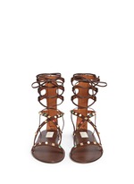 Front View -Click To Enlarge 'Rockstud Rolling' cabochon leather gladiator sandals