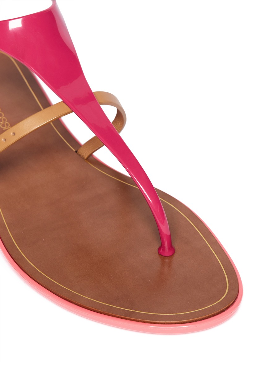 ROSSI - Cleo leather strap jelly sandals - on SALE | Pink Sandals ...