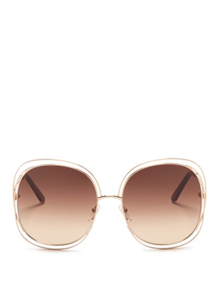 Main View - Click To Enlarge Main View - Click To Enlarge - Chloé - 'Carlina' overlap wire rim oversized square sunglasses