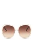 Main View - Click To Enlarge Main View - Click To Enlarge - Chloé - 'Carlina' overlap wire rim oversized square sunglasses
