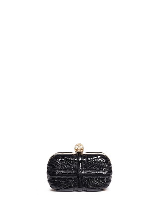 Main View - Click To Enlarge Main View - Click To Enlarge - Alexander McQueen - 'Britannia' Union Jack skull leather box clutch