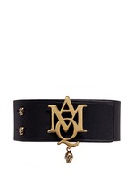 Main View -Click To Enlarge AMQ skull charm leather bracelet