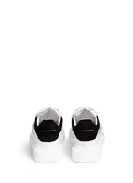 Back View -Click To Enlarge Chunky outsole suede trim leather sneakers