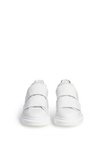 Front View -Click To Enlarge Chunky outsole suede trim leather sneakers