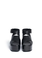 Front View -Click To Enlarge 'Rudy' crisscross leather platform sandals