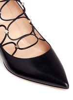Detail View -Click To Enlarge 'Rockstud' caged lace-up leather pumps