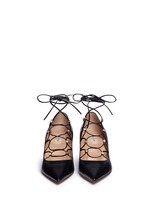 Front View -Click To Enlarge 'Rockstud' caged lace-up leather pumps