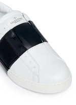 Detail View -Click To Enlarge Open leather slip-on sneakers