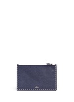 Back View -Click To Enlarge 'Rockstud' large leather flat zip pouch