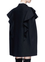 Back View -Click To Enlarge Quilted ruffle trim virgin wool cape jacket