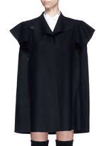 Main View -Click To Enlarge Quilted ruffle trim virgin wool cape jacket