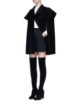 Figure View -Click To Enlarge Quilted ruffle trim virgin wool cape jacket