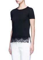 Front View -Click To Enlarge 'Lilany' scalloped lace hem wool sweater