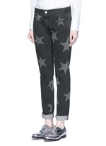 Front View -Click To Enlarge Star print skinny boyfriend jeans
