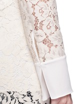 Detail View -Click To Enlarge Silk cuff floral guipure lace top