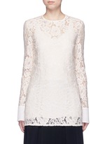 Main View -Click To Enlarge Silk cuff floral guipure lace top