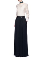 Figure View -Click To Enlarge Silk cuff floral guipure lace top
