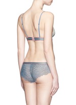 Back View -Click To Enlarge 'Dragonfly' stripe elastic waist lace boyshorts