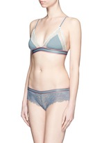 Figure View -Click To Enlarge 'Dragonfly' stripe elastic waist lace boyshorts