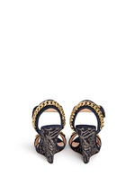 Back View -Click To Enlarge 'Coline' curb chain brocade wedge suede sandals