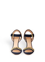 Figure View -Click To Enlarge 'Coline' curb chain brocade wedge suede sandals