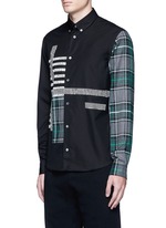 Front View -Click To Enlarge Check plaid patchwork cotton shirt