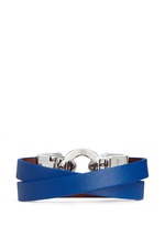 Figure View -Click To Enlarge Horsebit twin skull double wrap leather bracelet